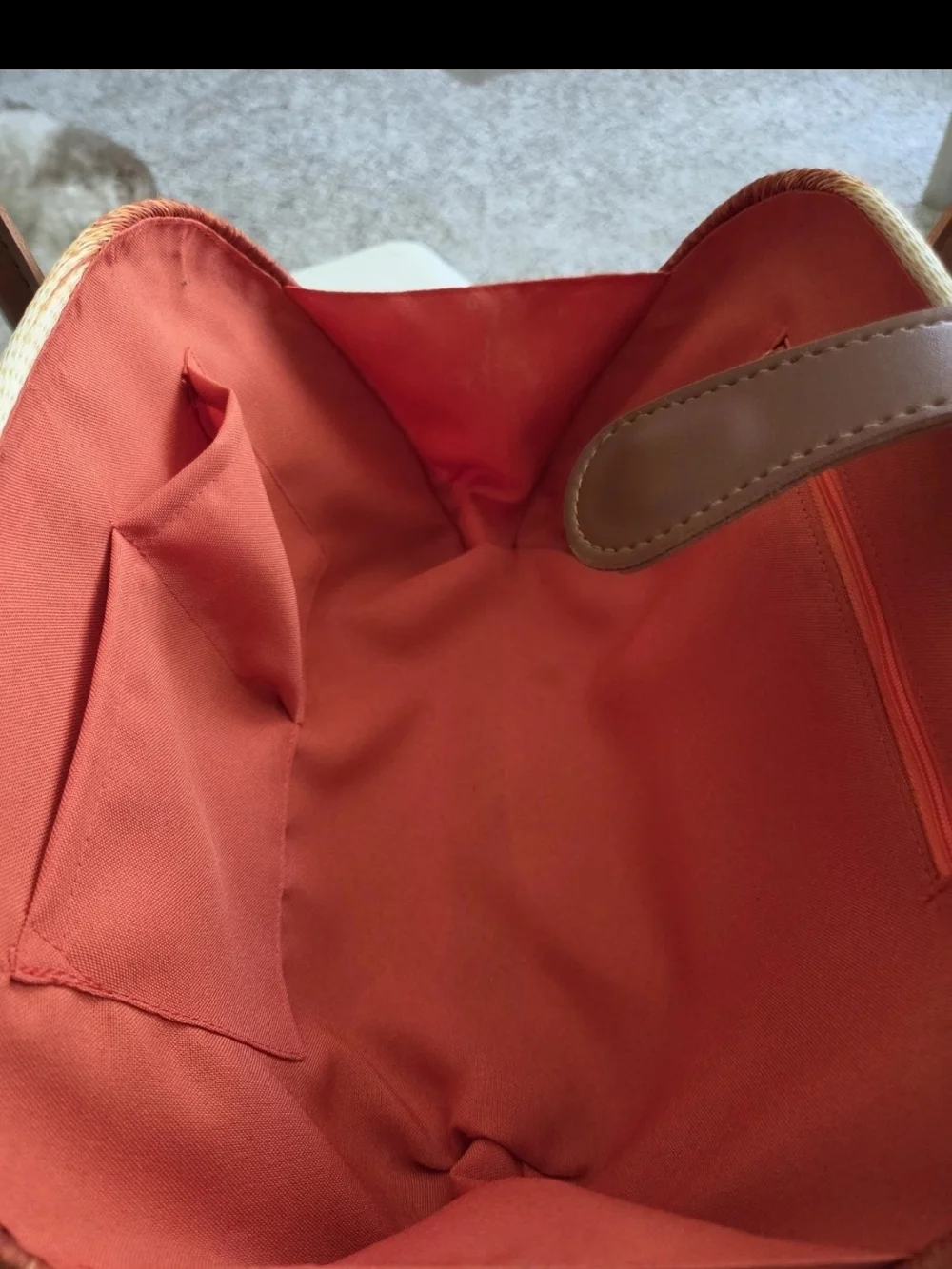 Le Sac Style Woven Straw Ombre Handbag, Terracotta Hardbody Boho Purse